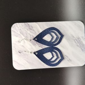 Blue faux leather earrings